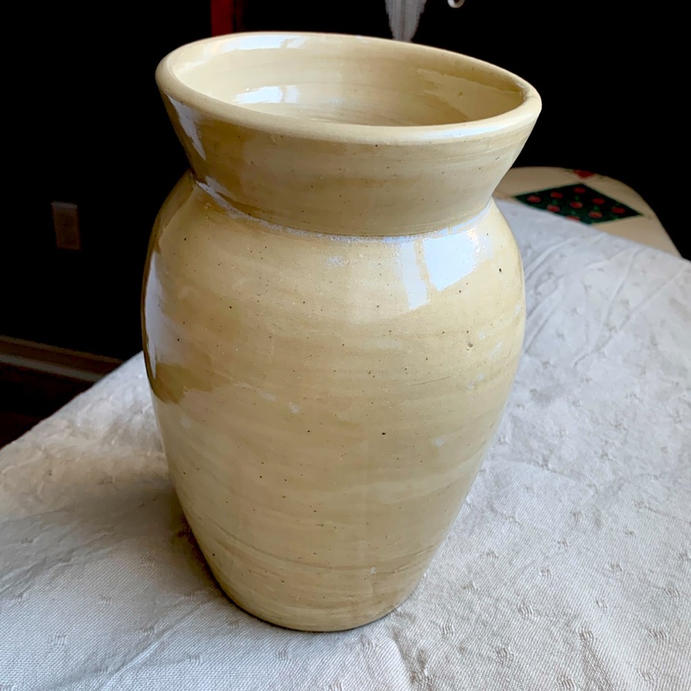 Vintage Hand Made Neutral White Clay Pottery Vase